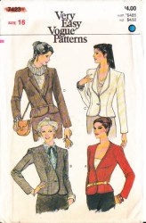 7423 VOGUE EZ SEMI FIT UNLINED 1 BUTTON OR NOT JACKET PATTERN 12